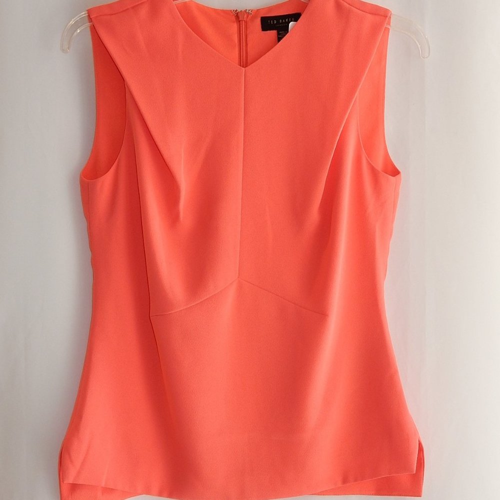TED BAKER LONDON VIBRANT CORAL SHELL IN SIZE 0 / US SIZE 4